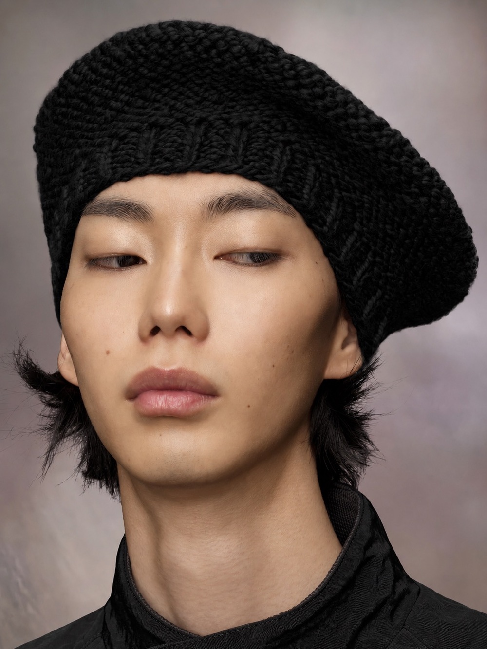 Maison Margiela Unisex Chunky Knit Beret Hat – Black